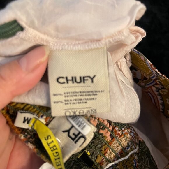 CHUFY Jag Skirt Soumy Olive Silk Blend Mini NWT M - Picture 9 of 11